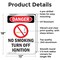 Signmission No Smoking Turn Off Ignition Danger Sign, Aluminum, 12in W x 18in L, 2PK OS-2PACK-DS-A-1218-V-1490 - alternate 4